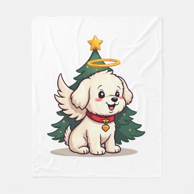 Maltese Angel Dog Fleece Blanket (Front)
