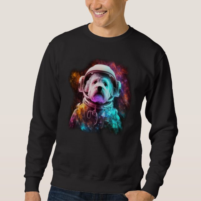Maltese Astronaut Dog Colorful Outer Space Explore Sweatshirt (Front)