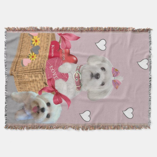 Maltese Basket of Love Throw Blanket (Front)