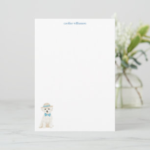 Maltese Bichon Dog Bow Personalized Stationery Card