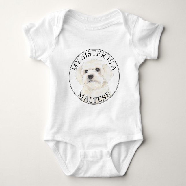 Maltese Big Sister Baby Bodysuit (Front)