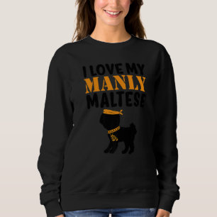 Maltese Canine Pet Manly Boy Dog Gender Reveal Cu Sweatshirt