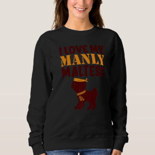 Maltese Canine Pet Manly Boy Dog Gender Reveal Cu Sweatshirt