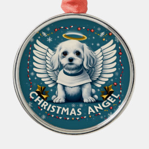 Maltese Christmas Angel Festive Elegance Metal Ornament