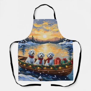 Maltese Christmas Boat Holiday Apron