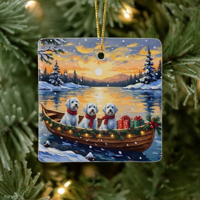 Maltese Christmas Boat Holiday Ceramic Ornament (Tree)
