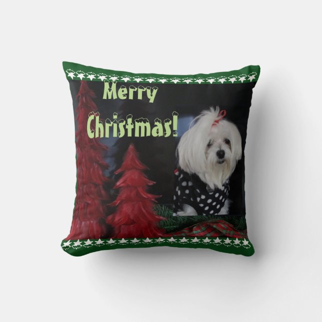Maltese Christmas Cushion (Front)