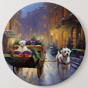 Maltese Christmas Festive Season 6 Cm Round Badge