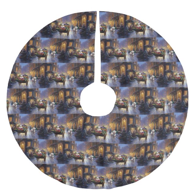 Maltese Christmas Festive Season Brushed Polyester Tree Skirt (Front)