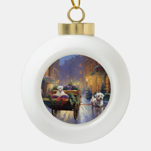 Maltese Christmas Festive Season Ceramic Ball Christmas Ornament