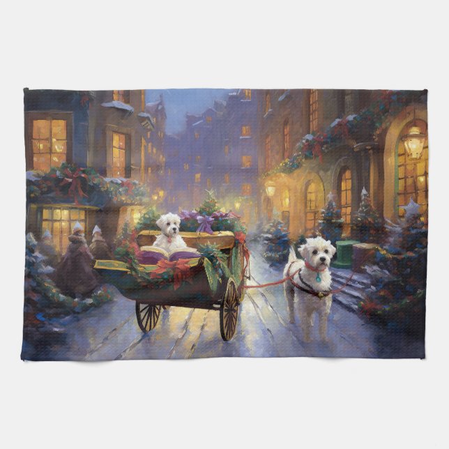 Maltese Christmas Festive Season Tea Towel (Horizontal)