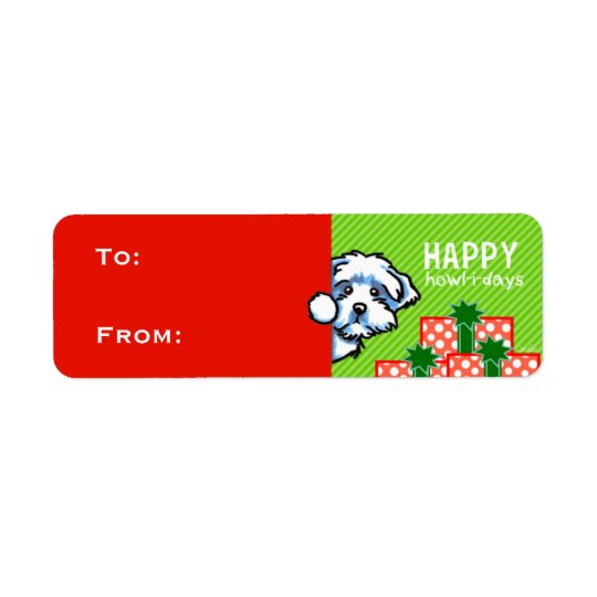 Maltese Christmas Gift Tags Red Green Return Address Label