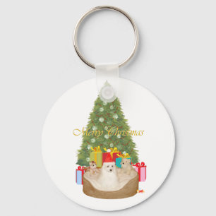Maltese Christmas Key Ring