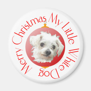 Maltese Christmas Little White Dog Magnet