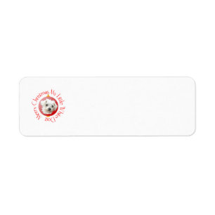Maltese Christmas Little White Dog Return Address Label
