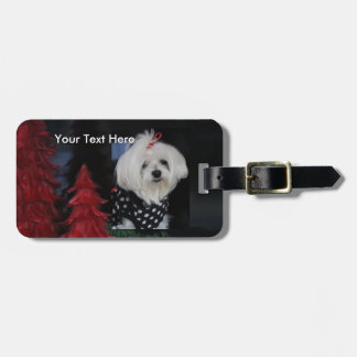 Maltese Christmas Luggage Tag