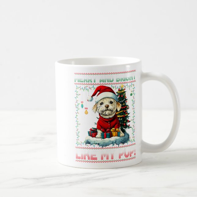 Maltese Christmas Tree Lights Decorations Dog Love Coffee Mug (Right)