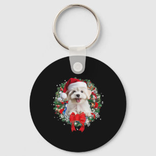 Maltese Christmas Wreath Decoration Xmas Pyjamas 1 Key Ring