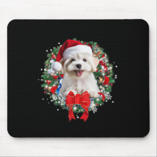 Maltese Christmas Wreath Decoration Xmas Pyjamas 1 Mouse Pad