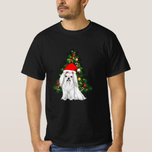 Maltese Christmas, Xmas Maltese Dog with Santa hat T-Shirt