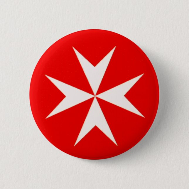 Maltese Cross 6 Cm Round Badge (Front)