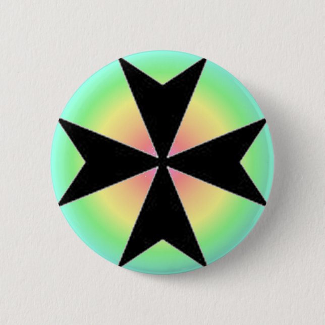 MALTESE CROSS 6 CM ROUND BADGE (Front)