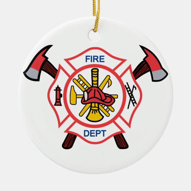 Maltese Cross Fire Dept Ceramic Ornament (Front)
