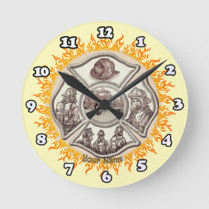 Maltese Cross Firefighter  clock