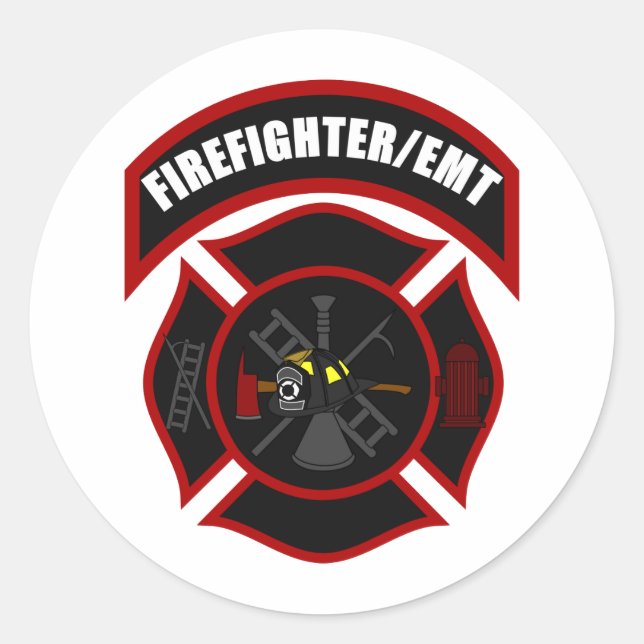Maltese Cross - Firefighter/EMT Classic Round Sticker (Front)