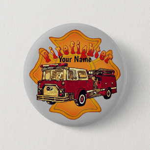 Maltese Cross Firefighter Firetruck 6 Cm Round Badge