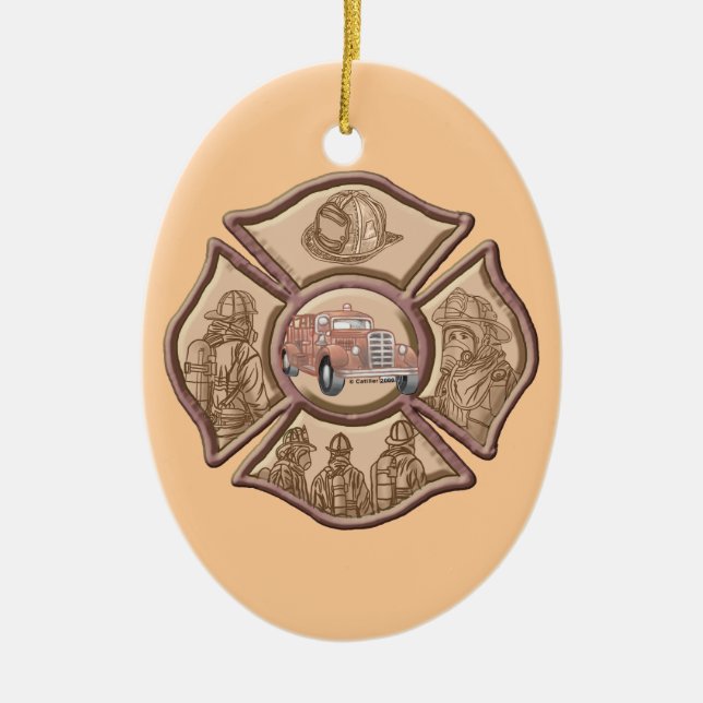 Maltese Cross  Firefighter ornament (Front)