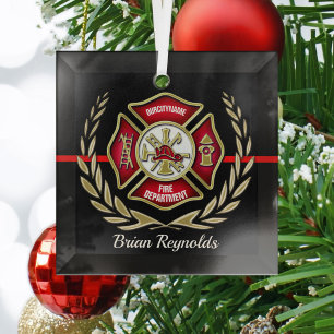 Maltese Cross Personalised Firefighter Ornament