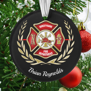 Maltese Cross Personalized Firefighter Ornament