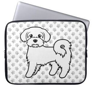 Maltese Cute Cartoon Dog Illustration Laptop Sleeve