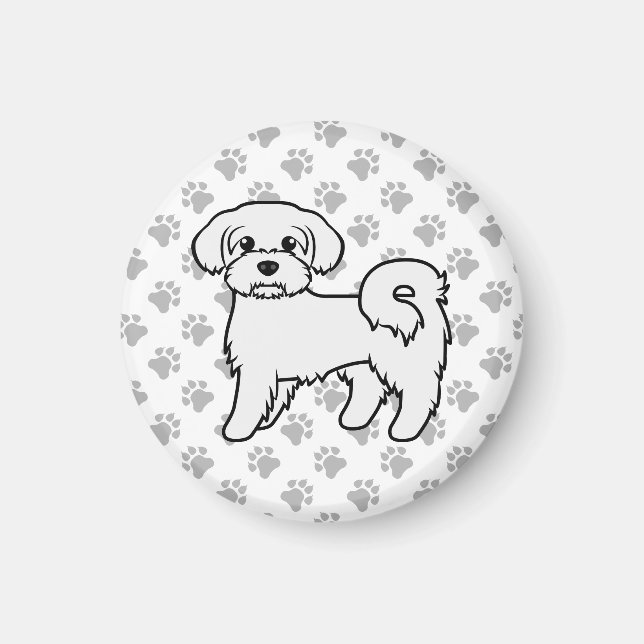 Maltese Cute Cartoon Dog Illustration Magnet (Front)