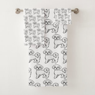 Maltese Cute Cartoon Dog Illustration Pattern Bath Towel Set