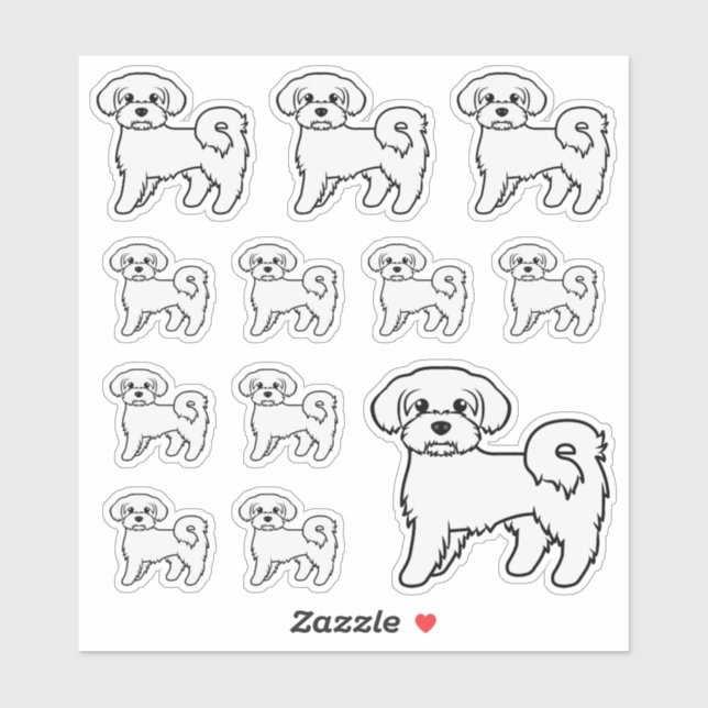 Maltese Cute Cartoon Dog Illustrations (Sheet)