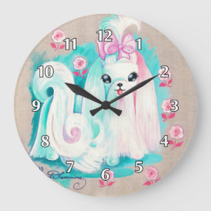 Maltese Cute Puppy Dog Large Clock