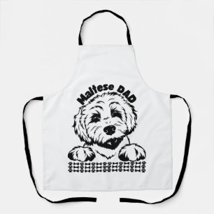 Maltese Dad Black and White Design  Maltese Dog Apron