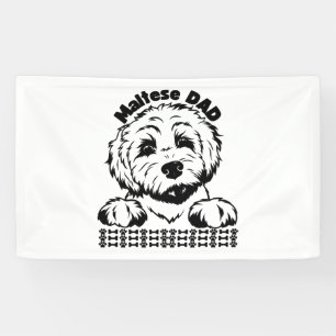 Maltese Dad Black and White Design Maltese Dog Banner