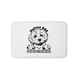 Maltese Dad Black and White Design Maltese Dog Bath Mat
