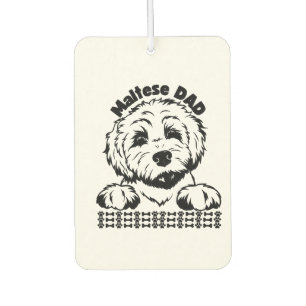 Maltese Dad Black and White Design Maltese Dog Car Air Freshener