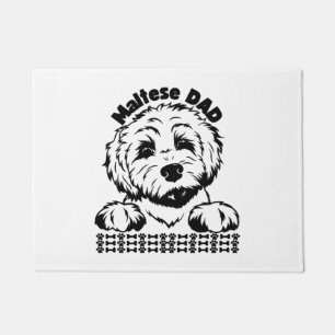 Maltese Dad Black and White Design Maltese Dog Doormat