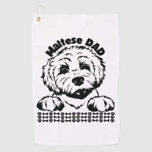Maltese Dad Black and White Design  Maltese Dog Golf Towel