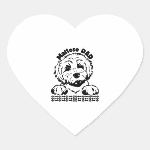 Maltese Dad Black and White Design Maltese Dog Heart Sticker
