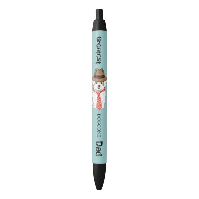 Maltese Dad Black Ink Pen (Front Vertical)