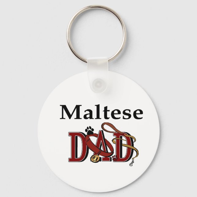 Maltese Dad Gifts Key Ring (Front)