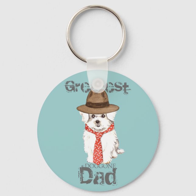 Maltese Dad Key Ring (Front)