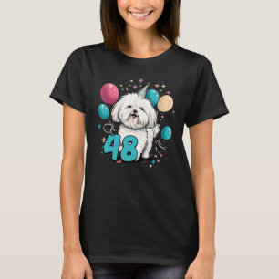 Maltese Dog 48th Birthday Themed Party 48 Year Old T-Shirt