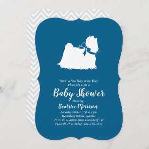 Maltese Dog Baby Shower Blue Boy Invitation